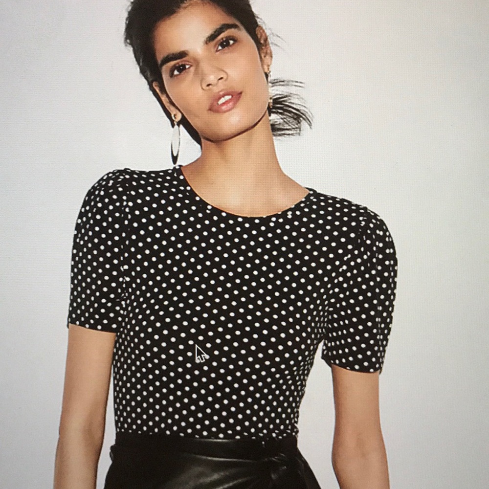 EXPRESS Short Puff Sleeve Polka Dot Tee